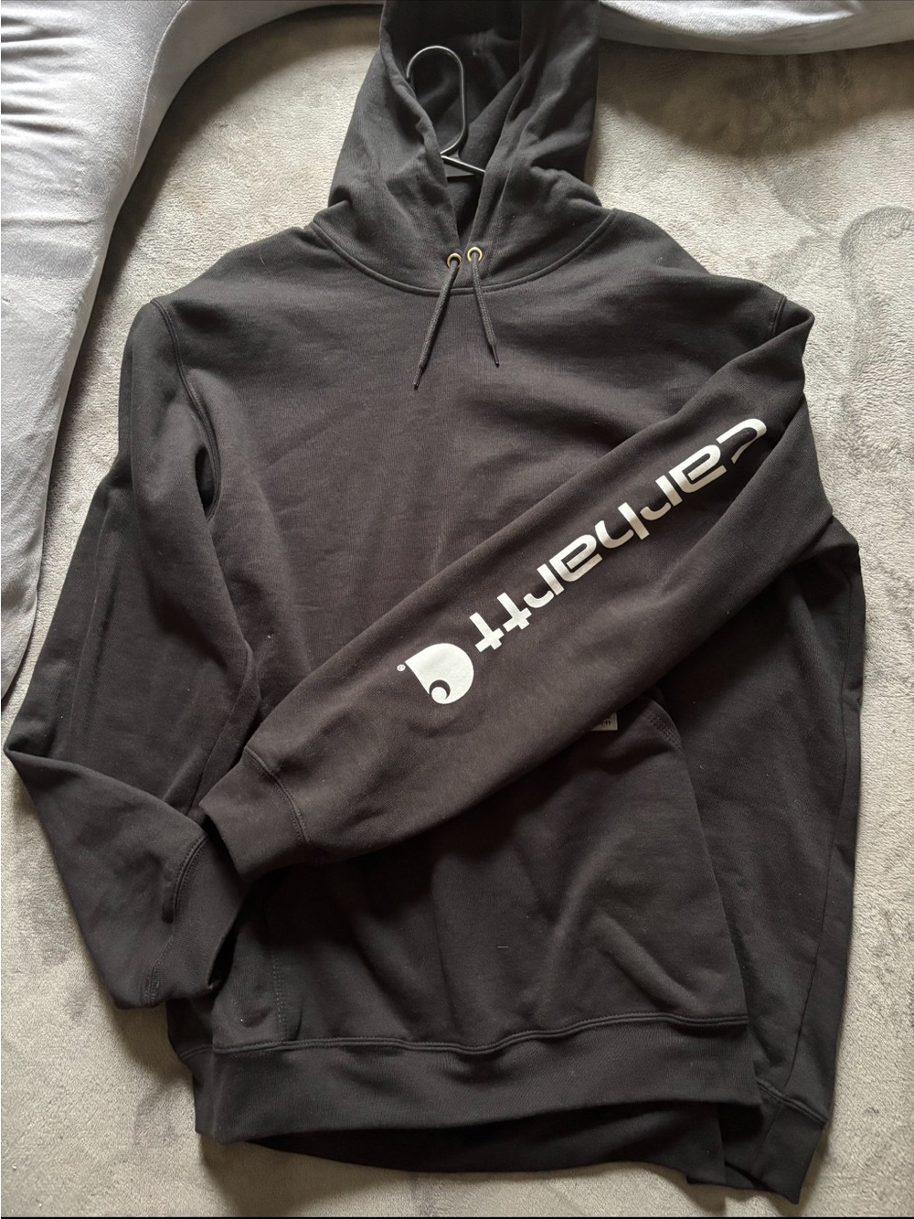 Carhartt Black Crewneck Hoodie with White Sleeve Logo